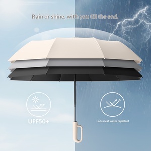 23/27 Inch Ring Buckle Three-fold Fully Automatic Double Folding Business Advertising/Gift <b>Umbrella</b> Increased Wind Resistance - Product Image 4
