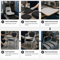 Chaise d'étude robuste en plastique pour étudiants avec tablette d'écriture, fournie en gros directement de l'usine certifiée ISO, mobilier scolaire pour salles de classe