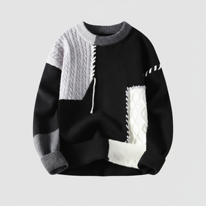 เสื้อสเวตเตอร์ถักแขนยาวแบบสวมหัวสำหรับผู้ชายเสื้อถักแบบสวมหัวมีสีสำหรับฤดูหนาว - Product Image 1