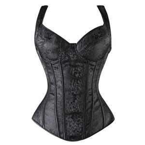 <span class=keywords><strong>Corset</strong></span> Overbust Élégant Noir Brocart pour <span class=keywords><strong>Femme</strong></span> – Lingerie Sculptante Sexy Respirante et Écologique Anti-Bactérienne pour Tous les Jours, Tailles Plus - Product Image 1