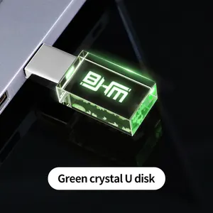 Pen Drive 2.0 3.0 Emas Mawar Mewah Mini Kaca 8Gb 16Gb 32G 64Gb 128Gb 256Gb Logo Kustom Usb Stick Flash Drive Kristal