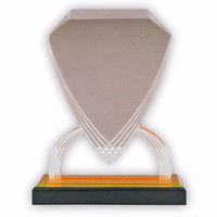 Trophée Bouclier Acrylique Transparent Personnalisable de 8 à 3/4 Pouces Médailles et Trophées en Cristal Clair avec Base Noire