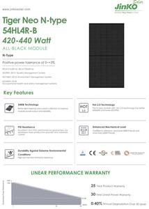 แผงโซลาร์เซลล์ All Black Jkm Tiger Neo Series 60 เซลล์ โฟโตโวลตาอิก 455w 455w <span class=keywords><strong>460wp</strong></span> 470w 490w <span class=keywords><strong>Jinko</strong></span> Mono N-type Hl4 V 480w - Product Image 3