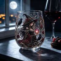 Halloween-Thema Eiförmiger Glas-Trinkbecher Himmlische Magie Kristallkugel Stielloses Weinglas für Alle Getränke