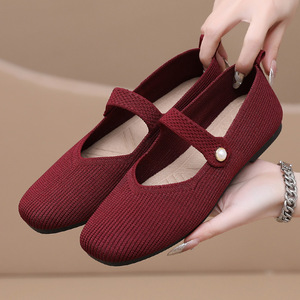 Diseño coreano verano Casual Mary <span class=keywords><strong>Jane</strong></span> de punto único plano suave princesa muñeca zapatos caminar diario mujeres Ballet vestido zapatos - Product Image 3