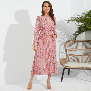 Vestido Casual de Mujer con Flores, Cuello Redondo, Corte Ajustado, Manga Larga, Diseño Plisado, Venta al Por Mayor, Novedad 2026 - Product Image 5