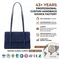 Tas Selempang Navy Matte Flap dengan Penutup Magnetik Mewah Elegan Bergaya Chic Sehari-hari untuk Wanita OEM Custom