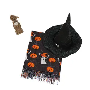 Polyester Cashmere Scarf 70X180 CM Halloween Scarf Hat sets Autumn Winter Warmer Scarf For Party