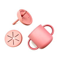 Tasse à collation en Silicone pour bébé, récipient pour aliments pour tout-petits sans déversement, tasse pour bébé en Silicone avec couvercle et paille