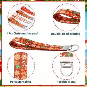 Custom Christmas Gingerbread Keychain Lanyards Festive <b>Wristlet</b> Straps for Keys Party Favors and Holiday Gifts - Product Image 5