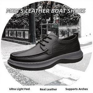 Nuevos Modelos 2026: Zapatos Clásicos de Hombre Tipo Loafer para Caminar, de Cuero Genuino, con Cordones, Estilo Casual de Negocios, Soporte de Arco, Ligeros - Product Image 2