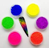 6 couleurs/lot Poudre à ongles ultra fine aux pigments néon, paillettes fluorescentes, poussière chromée, paillettes pour manucure DIY, maquillage, fard à paupières