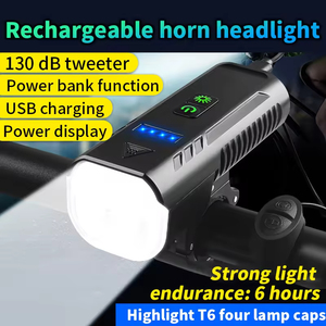 2025 Loa 130dB Sừng 1000lm USB Có Thể Sạc Lại Được Xây Dựng-Trong Pin Không Thấm Nước ABS + PC Đêm Cưỡi Xe Đạp Phía Trước 4t6 LED Xe Đạp Ánh Sáng - Product Image 5
