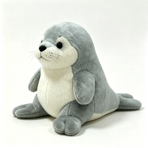 Customized Grey Seal Plush Stuffed Animal,Cute Harbor Seal Soft Toy,White Belly Seal Plush Doll,Realistic Sitting Seal Stuffed - Product Image 3