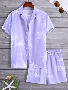 Grande taille vêtements hommes chemises été vacances station hawaïenne hommes cardigan imprimé short décontracté chemise de plage deux pièces homme ensembles - Product Image 4