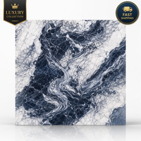 Dalle de pierre frittée de luxe effet Dragon Ascendant 1600x3200mm, grand format, aspect marbre bleu foncé, en porcelaine pour murs et sols de villa