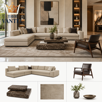 Vantel Ensemble de meubles de salon haut de gamme pour villa, canapé sectionnel, table en marbre, meuble TV, fabricant OEM