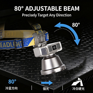 Linterna Frontal LED WOSEN con Sensor Láser Blanco y Pantalla Digital, Alcance de 1000m, Recargable por USB-C, con Zoom y Sensor de Movimiento, para Camping y Caza - Product Image 4