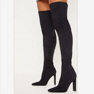 Bottes hautes pour femmes à talons épais, motif serpent gris, avec fermeture éclair latérale, bout pointu, au-dessus du genou, sexy - Product Image 6