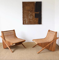 Fauteuil d'appoint moderne en bois noir massif avec base en corde tressée et coussin en lin pour hôtel, salon, villa, salle de séjour