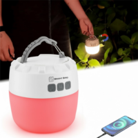 Bombilla LED Portátil para Camping con Base Magnética, Recargable, Linterna para Tienda de Campaña, Gancho para Camping, Emergencias, Senderismo, Regulable