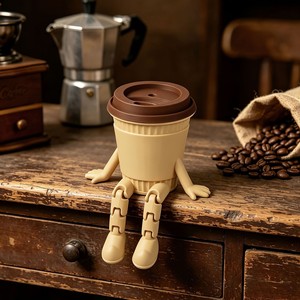 แก้วกาแฟและเมล็ดกาแฟ ตุ๊กตาพลาสติกการ์ตูน ของตกแต่งโต๊ะทำงาน ของตกแต่งโต๊ะสร้างสรรค์ สำหรับของขวัญร้านกาแฟ - Product Image 3