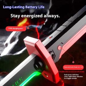 Jongens verjaardagscadeau plastic Sparkblade zwaard speelgoed realistisch rook multicolor led lichtzwaard met schede en schitterend vonkeffect - Product Image 4