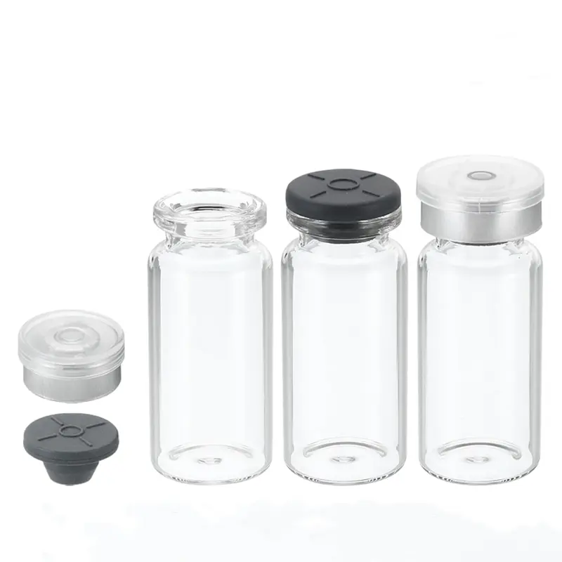 10 ml durchsichtige leere Laborprobe Glasflaschen mit Gummiverschluss und Crimp-Top-Kappen