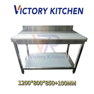 Victory Kitchen Estilo moderno S/S Mesa de trabajo superior con respaldo con soporte de pierna redonda Tabla de cortar de montaje para hoteles VCT Modelo VCT - Product Image 2