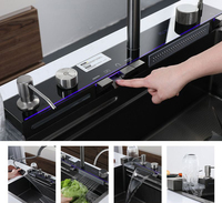 Éviers de cuisine intelligents multifonctions modernes en acier inoxydable avec robinet cascade et fonction extractible