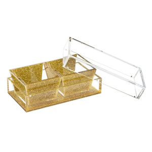 Juego de Platos para Servir Aperitivos de Acrílico con 4 Compartimentos, Bandeja de Lucite con Brillo Dorado, Servidor de Condimentos - Product Image 4