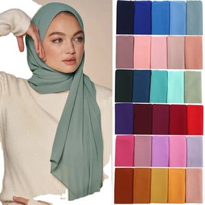 Georgette-Pañuelo turco islámico para mujer, bufanda de gasa, Hijab musulmán, 86 colores, venta al por mayor - Product Image 2