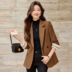 Women's Blazer Off White Solid Color Polyester Anti Wrinkle Spring Autumn Casual Korean Style Elegant Fit - Product Image 4