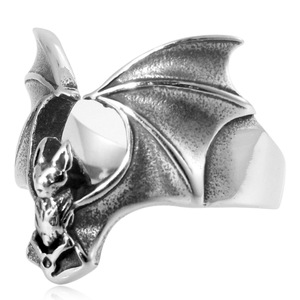 yunnique Bat Shaped Men's <b>Titanium</b> Steel <b>Ring</b> Silver Animal Design Fashion Jewelry Gift For Men - Product Image 3