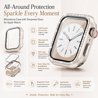 Étui de protection de luxe en verre trempé PC avec strass, chargement direct, anti-rayures, couverture intégrale pour montre connectée 40 41