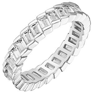 Anello di Diamanti T0243 in Oro Bianco con Taglio Smeraldo, Colore D Naturale, Anello di Fidanzamento Classico da Donna - Product Image 1