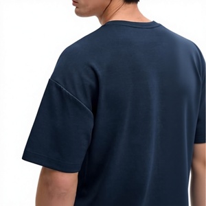 <b>Men's</b> Oversized <b>Navy</b> <b>Blue</b> 100% Cotton T-<b>Shirt</b> Short Sleeve O-Neck Casual Solid Blank Jersey Fit Digital Printing Eco-Friendly - Product Image 4