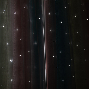 Bán Buôn Thanh Lịch Hollow out Sao Thời Trang Lưới Sheer Hai Lớp Màu Đen In Màn Rèm Cho Phòng Ngủ - Product Image 2