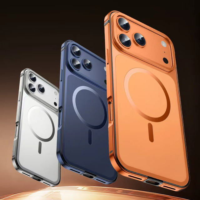 Trending Luxury Metal Strong Magnetic Phone Case Original Color Matte Edge Aluminium Alloy Phone Cases for Iphone 17 Pro Max