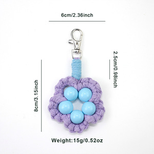 <span class=keywords><strong>Kit</strong></span> de fabrication de porte-clés fleuris bohèmes DIY, kits de porte-clés en <span class=keywords><strong>macramé</strong></span> avec pompon, <span class=keywords><strong>kit</strong></span> de porte-clés tissé avec instructions incluses - Product Image 5