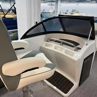 Bateau ponton de luxe en aluminium avec auvent Bimini sportif, deux consoles de capitaine, sièges spacieux et direction hydraulique