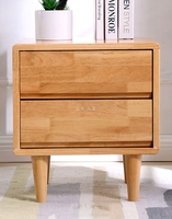 Table de chevet moderne en bois massif de style nordique avec 2 tiroirs