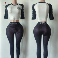 Y0965-2026 Nouvel ensemble deux pièces décontracté pour femme, tendance, de créateur, été, avec crop top à manches courtes imprimé lettres et pantalon