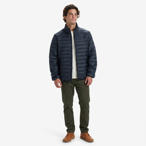 Blouson matelassé en toile personnalisé pour homme – Hiver, chaud, respirant, séchage rapide, col montant, logo frontal, style urbain – En promotion - Product Image 1