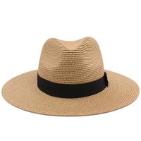 Chapeau Panama unisexe tendance d'été à large bord, visière personnalisable avec logo, chapeau plat en paille de papier pour hommes et femmes, idéal pour la plage, les voyages et les fêtes