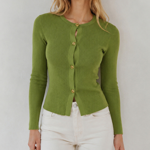 Cardigan chic en crochet pour femme, style preppy, boutonné sur le devant, anti-plis, confortable, col rond, pull décontracté à manches longues, 100% - Product Image 6