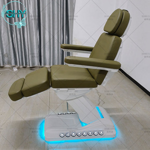 <span class=keywords><strong>Table</strong></span> de massage électrique 3 ou 4 moteurs en cuir vert avec base blanche pour salon de beauté, extension de cils, soins du visage, spa et traitements médicaux - Product Image 3