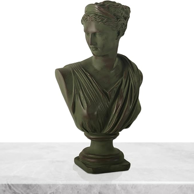 WeiVista Resin Folk Art Female Bust Statue with Bronze Finish Handcrafted Hand-painted for Home Art Decoration Gallery Display