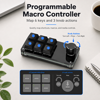 Teclado USB con Cable SIKAI, Controlador de 6 Teclas y 1 Perilla Grande, Retroiluminación RGB, Panel de Teclas Personalizables para Volumen, Streaming, Edición y Oficina