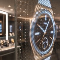 Écran de film LED transparent HD pour affichage numérique monté sur verre